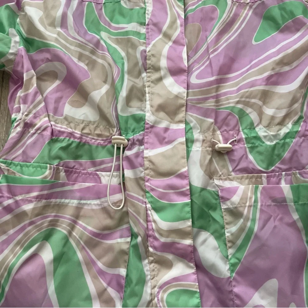 ASOS Design Printed Rain Jacket Pink and Green size 6 - Picture 3 of 9